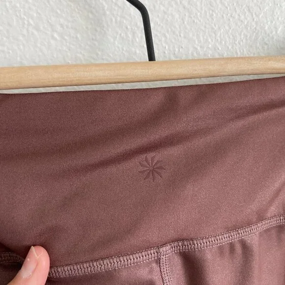 Athleta Elation Shimmer Tight Cinnamon Brown Pull On High Waist Leggings Small - Picture 6 of 9